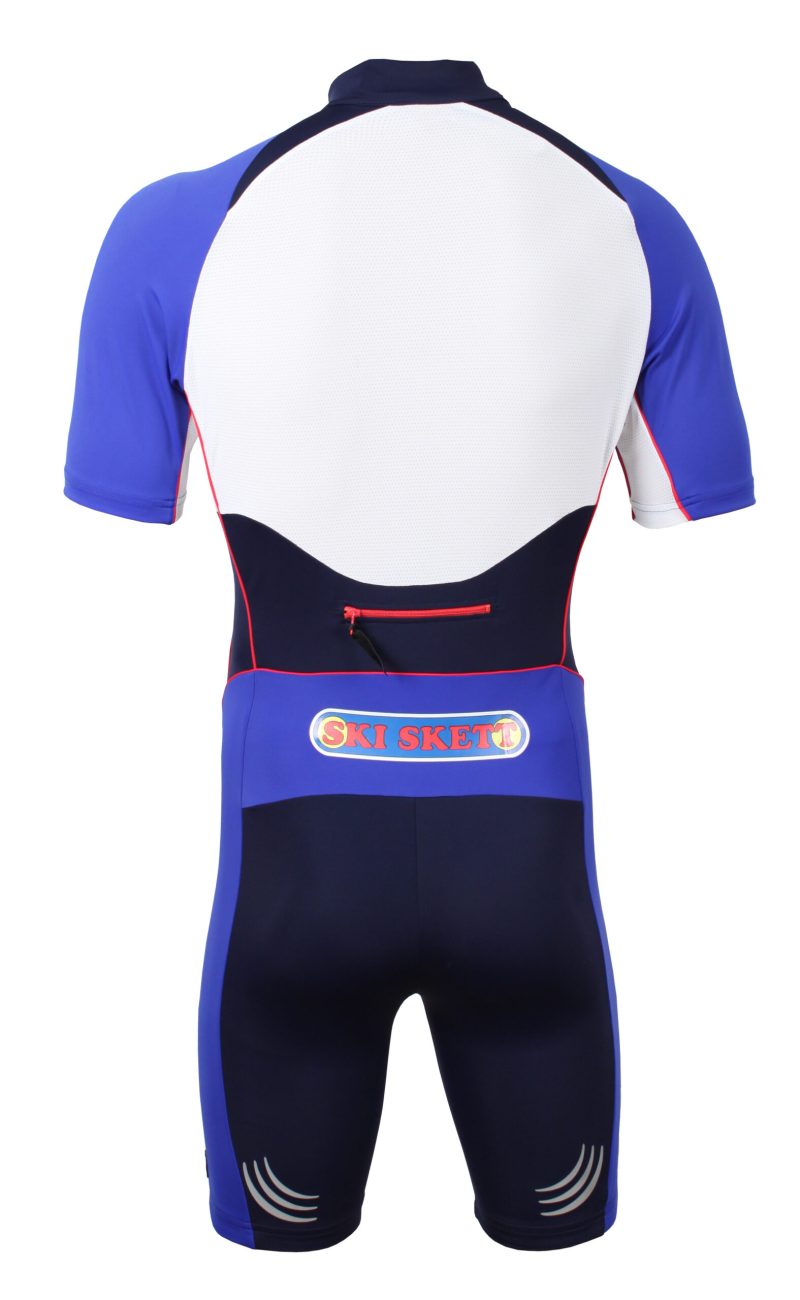 Ski Skett Skiroll e Roller Ski, Body Manica corta Blu Retro
