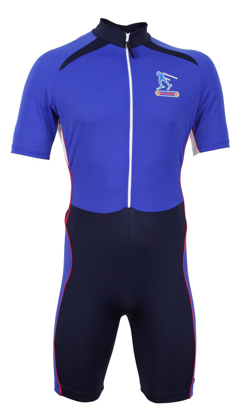 Ski Skett Skiroll e Roller Ski, Body Manica corta Blu Fronte