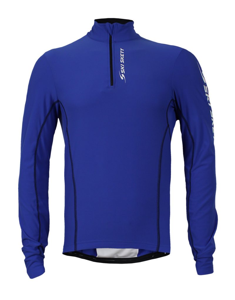 Ski Skett Abbigliamento per Skiroll e Roller Ski, Maglia a maniche lunghe blu, fronte